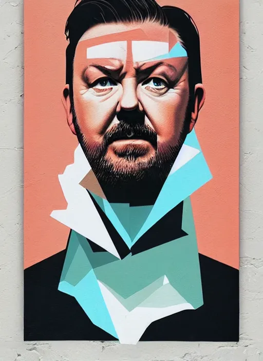 Prompt: symmetry!! portrait of ricky gervais by sachin teng, organic, cables, matte painting, geometric shapes, hard edges! graffiti, street art