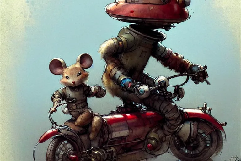 Image similar to adventurer ( ( ( ( ( 1 9 5 0 s retro future robot mouse explorer vehical. muted colors. ) ) ) ) ) by jean baptiste monge!!!!!!!!!!!!!!!!!!!!!!!!! chrome red