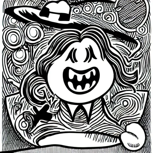 Image similar to mcbess illustration of a laughing ghost at a disco