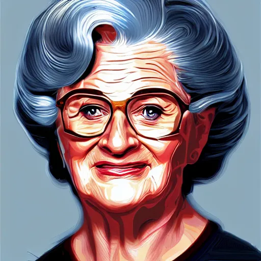 Prompt: jack dorsey as mrs doubtfire, highly detailed, digital painting, artstation, sharp focus