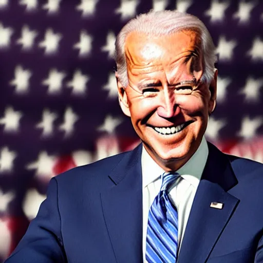 Prompt: photo of joe biden smiling in the shadows, scary