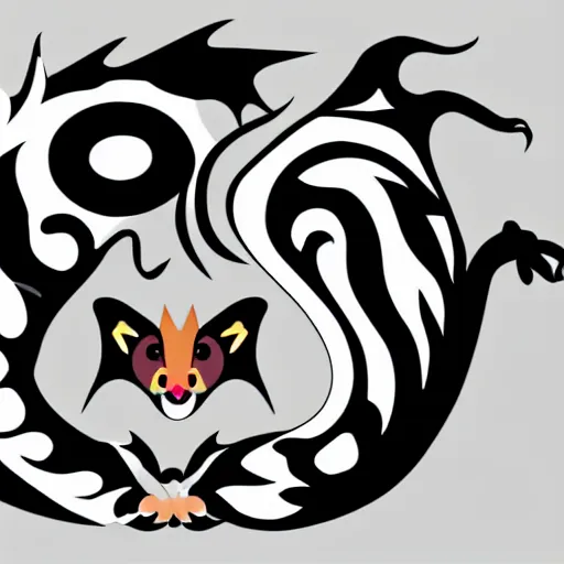 Image similar to vector art of welsh dragon and panda mixed, intercrossed, chimera, adobe illustrator