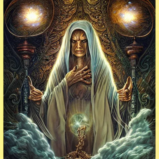 Prompt: The gate master tarot card by Tomasz Alen Kopera, masterpiece, baroque elements