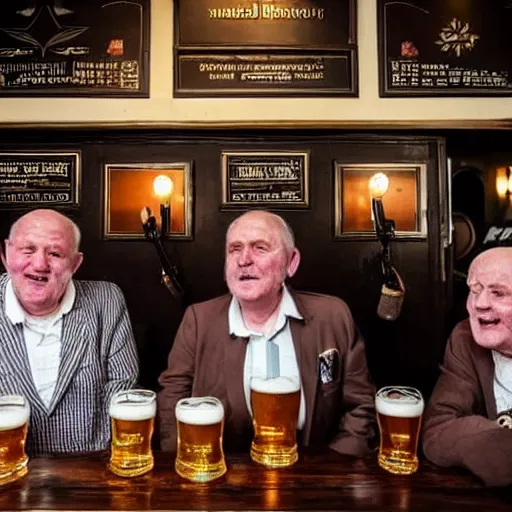 Image similar to the three wise men in period regal clothing in a wetherspoons pub having a pint