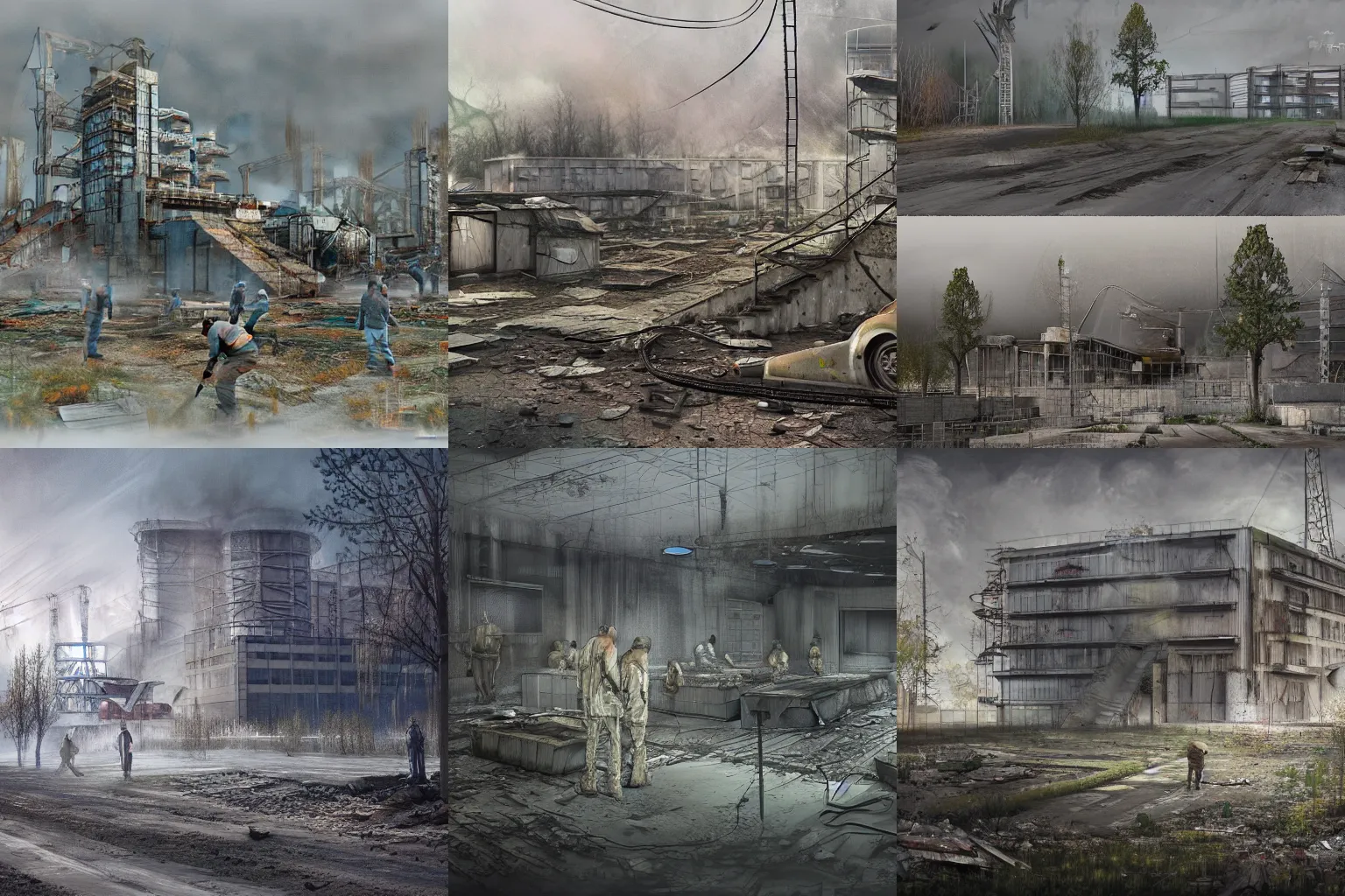 Prompt: liquidators in chernobyl, concept art, highly detailed, ultra detailed, ultra realistic, trending on artstation