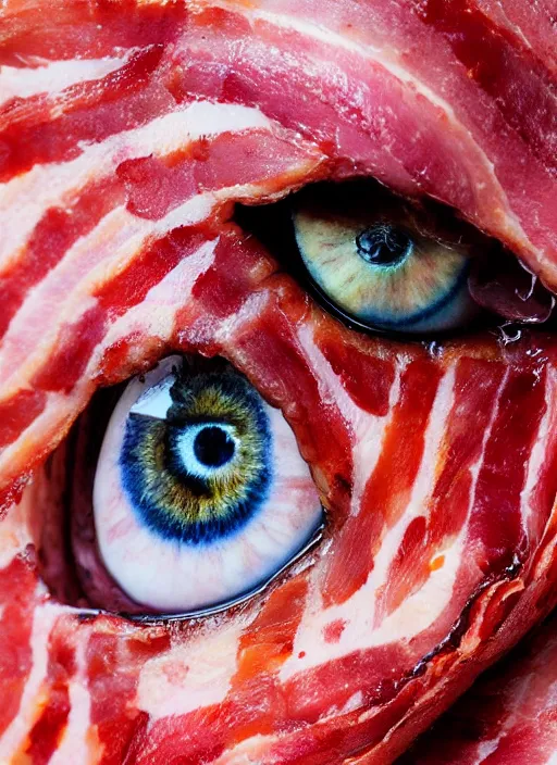 Prompt: portrait of a stunningly beautiful eye, multiplied, 🥓