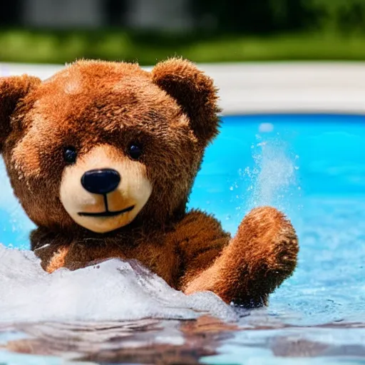 Image similar to teddy bear playing in a pool