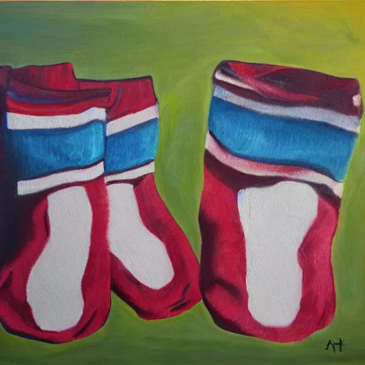 Prompt: a pair of smelly socks, oil canvas, high quality