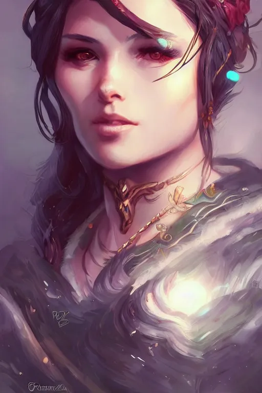 Image similar to a beautiful female druid, by Fernanda Suarez and ross tran