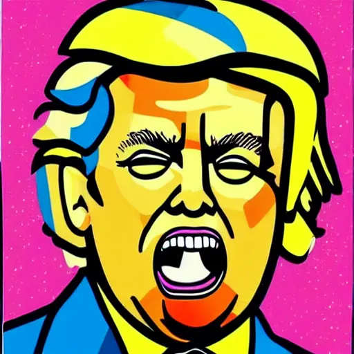 Prompt: donald trump! portrait by romero britto!