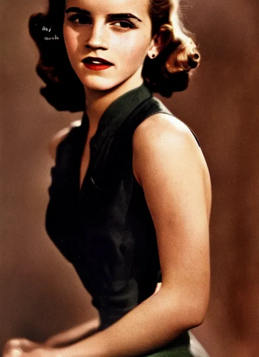 Image similar to Retro color photography 1940s portrait Hollywood headshot of Emma Watson