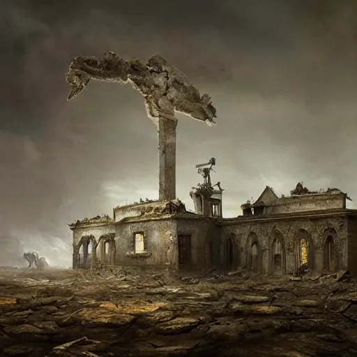 Image similar to michal karcz surrealism drawing of the end of time. , horror theme, detailed, elegant, intricate, 4k, Renaissance painting