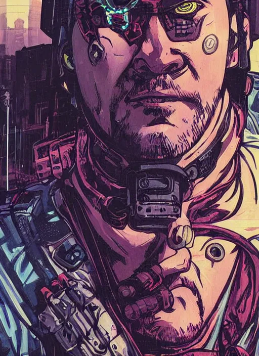 Image similar to cyberpunk pro wrestler. portrait by ashley wood and alphonse mucha and laurie greasley and josan gonzalez and james gurney. splinter cell, apex legends, rb 6 s, hl 2, d & d, cyberpunk 2 0 7 7. realistic face. character clothing. vivid color. dystopian setting.