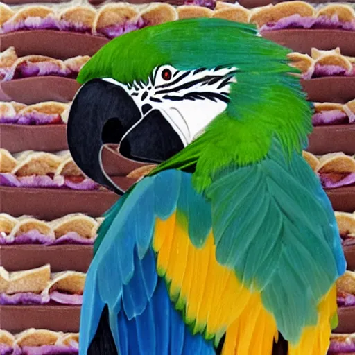 Prompt: macaw taffy sandwich