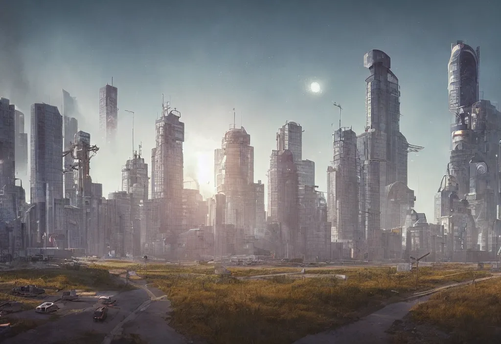 Image similar to futuristic winnipeg skyline, victor einrich, gregory crewdson, ian mcque, mike winkelmann, simon stalenhag,