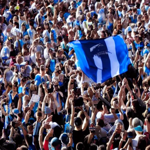 Image similar to Lady Gaga as president, Argentina presidential rally, Argentine flags behind, bokeh, giving a speech, detailed face, Argentina