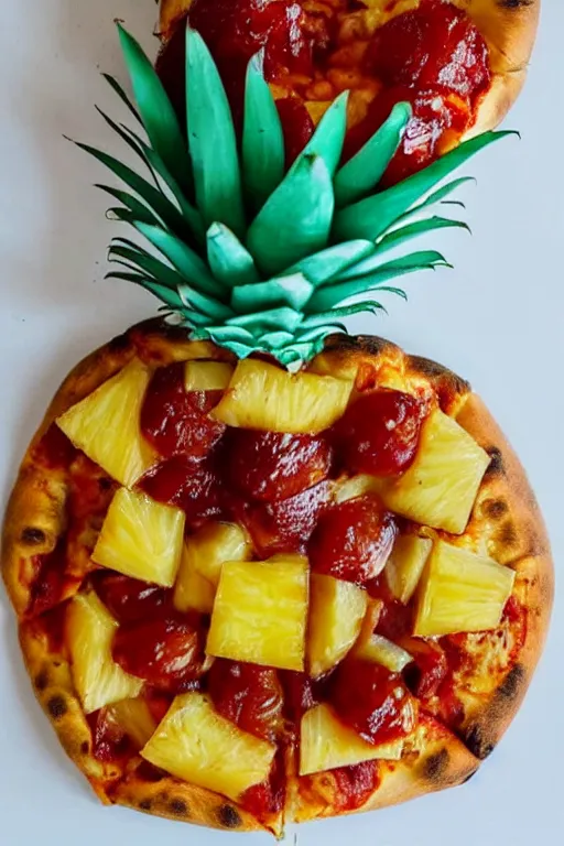 Image similar to pineapple wrapped in a pizza