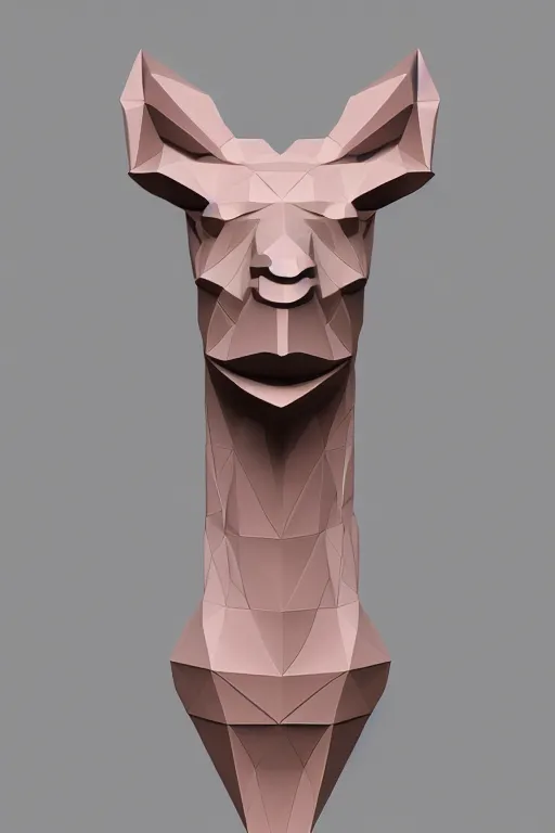 Image similar to vivid 3D animated designscapes with bursts of radiant particles–building an ethereal minimal space sculpture of a lowpoly llama bust, professional concept art, trending on artstation, geometric, lowpoly llama face