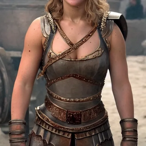 Image similar to first photos of 2 0 2 4 female 3 0 0 remake - jennifer lawrence as leonidas, put on 1 0 0 pounds of muscle, steroids, hgh, ( eos 5 ds r, iso 1 0 0, f / 8, 1 / 1 2 5, 8 4 mm, postprocessed, crisp face, facial features )