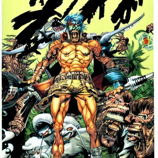 Image similar to mad man screaming, by yoichi hatakenaka, masamune shirow