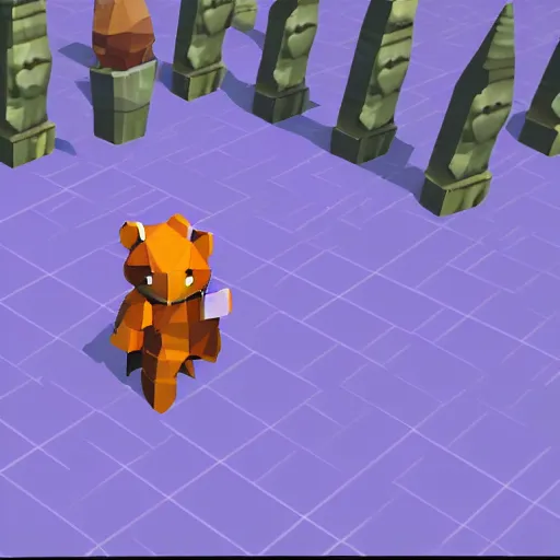 Image similar to image of an rpg bear enemy with low poly ps 1 graphics, upscaled to high resolution