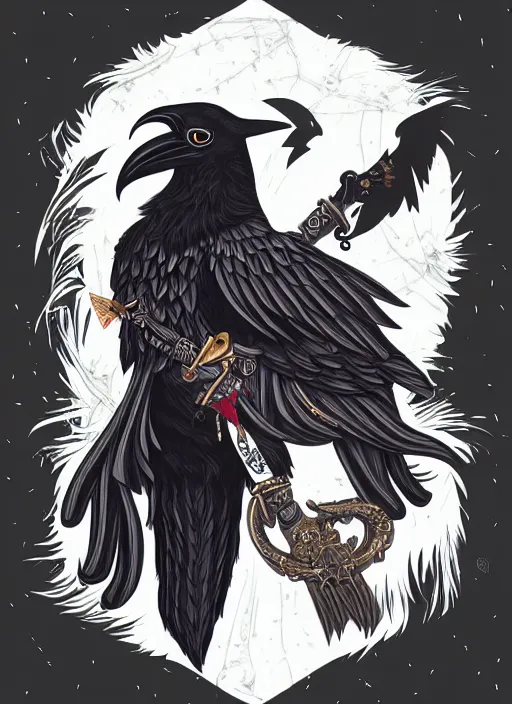 Image similar to raven warlock, wind magic, exquisite details, black beard, white background, by studio muti