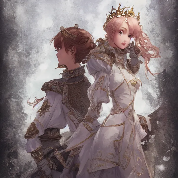 Prompt: character portrait princess of the white herald on an imperial castle, hidari, color page, tankoban, 8 k, tone mapping, akihiko yoshida, cinematic lighting, elegant, digital painting, artstation, haze, sharp focus