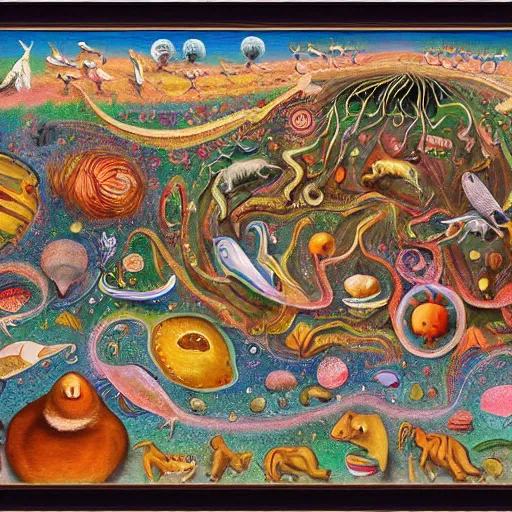 Prompt: artistic depiction of all life forms on earth, summarized in a single painting, highly detailed and complex
