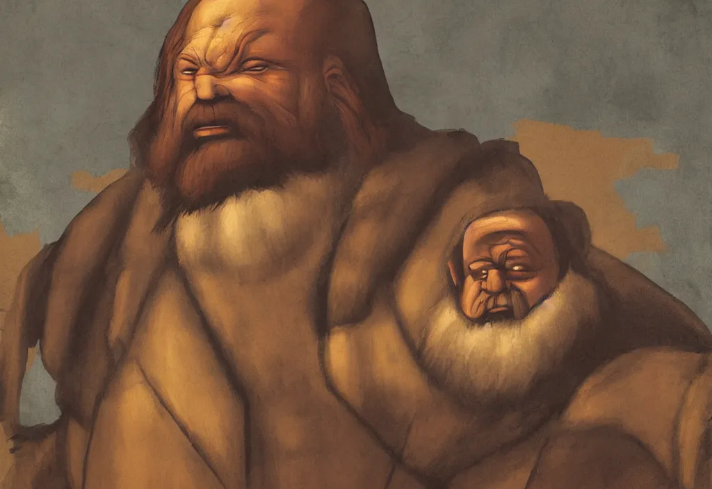 Image similar to Heavy from team fortress 2 painted by leonardo da vinci