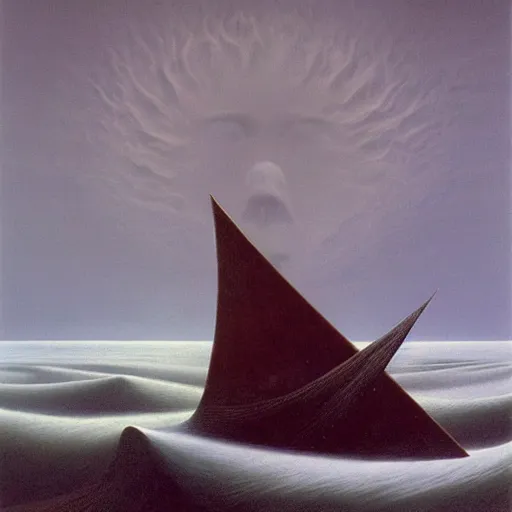 Prompt: arctic wind by Zdzisław Beksiński, oil on canvas