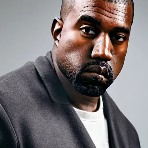 Image similar to professional head shot of kanye west wearing advanced power armor, white background, 8 k, very detailed, very intricate,