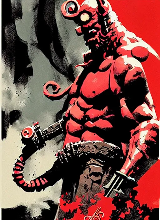 Image similar to hellboy poster by bill sienkiewicz
