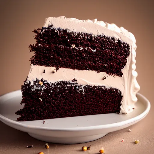 Image similar to a photo of the most delicious chocolate cake mankind has ever seen, gold sprinkles, studio lighting, 8 0 mm lens, ultra detailed, hyper realistic, realistic materials