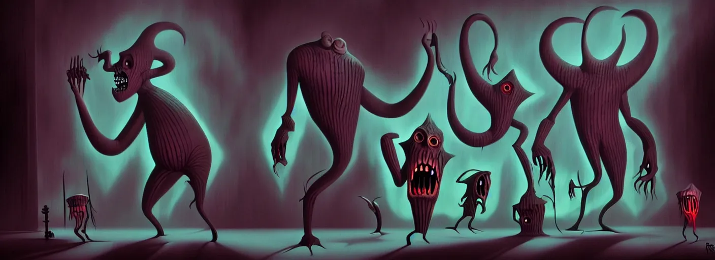 Image similar to uncanny monsters from the depths of the collective unconscious, dramatic lighting, surreal dark 1 9 3 0 s fleischer cartoon characters, surreal painting by ronny khalil