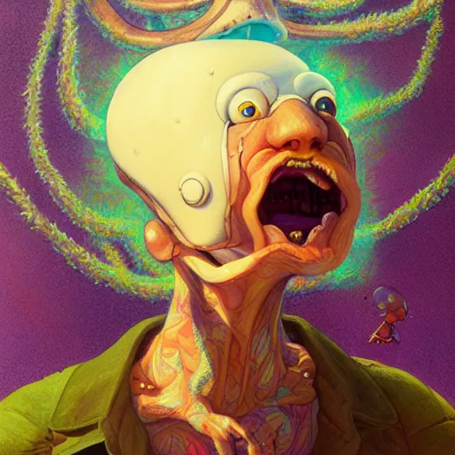 Image similar to mushroom mohawk projector portrait by gaston bussierre and charles vess and james jean and erik jones and rhads, inspired by rick and morty, epic, funny, huge scale, beautiful fine face features, intricate high details, sharp, ultradetailed