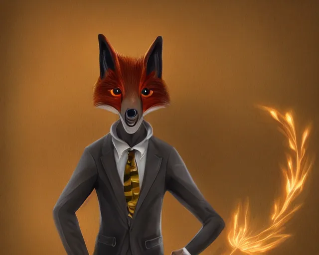 Image similar to award - winning extremely detailed fantasy art of a cute male anthropomorphic vulpes vulpes fulva teacher wearing suit working at a school, 4 k