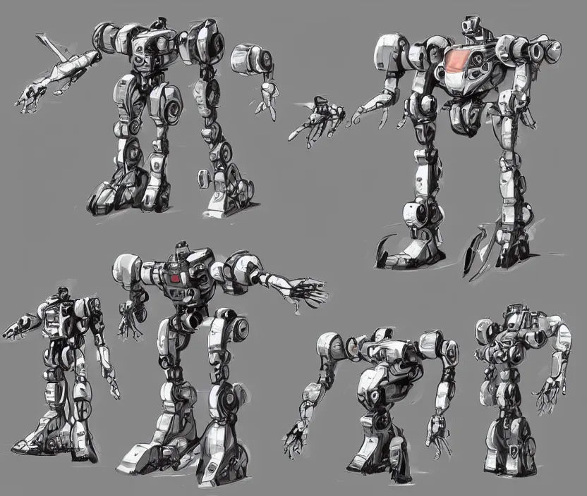 Prompt: concept art sheet of a mech robot, pinterest