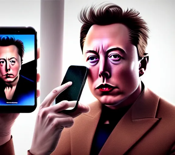 Image similar to hyperrealism aesthetic ridley scott and denis villeneuve style photography of a detailed hyperrealism elon musk, siting on a detailed hyperrealism toilet and scrolling his detailed smartphone in hyperrealism scene from detailed art house movie in style of alejandro jodorowsky and wes anderson volumetric ambient light