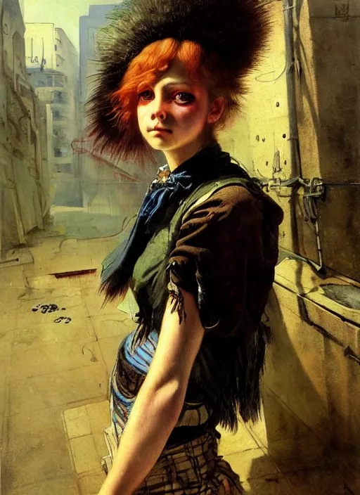 Prompt: a portrait of a pretty sewer punk young lady by adolf hiremy - hirschl