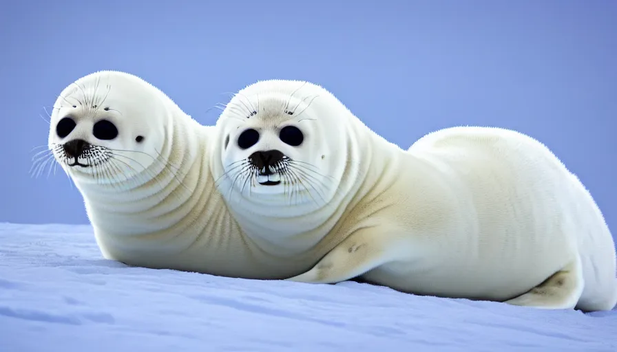 Prompt: cute furry white baby seals extreme maximalism, 4 k resolution