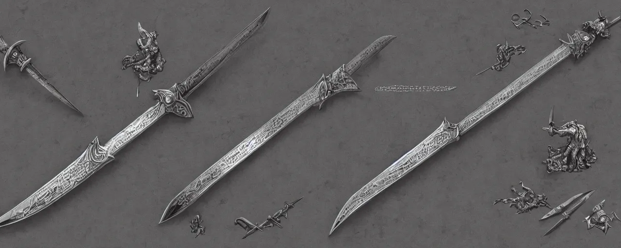 Image similar to basic steel sword, steel, sword, crystals, engravings, forged, blacksmith product design, jewelry, art by gerald brom, greg rutkowski and artgerm and james jean and zdzisław beksinski, 8 k, unreal engine, c 4 d