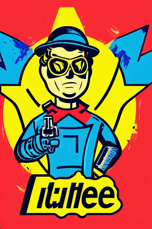 Image similar to fallout 7 6 retro futurist illustration art by butcher billy, sticker, colorful, illustration, highly detailed, simple, smooth and clean vector curves, no jagged lines, vector art, smooth andy warhol style