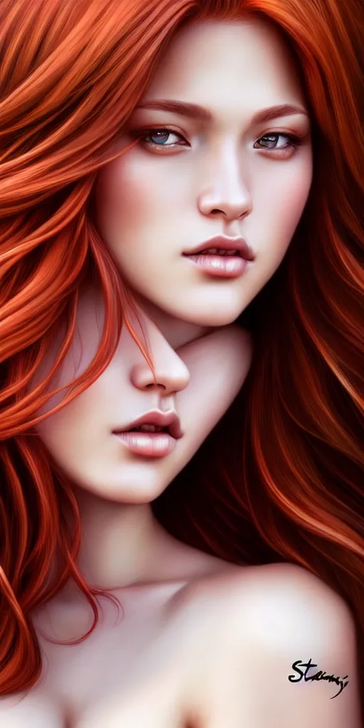 Prompt: photo of a gorgeous female with auburn hair in the style of stefan kostic, realistic, body shot, sharp focus, 8 k high definition, insanely detailed, intricate, elegant, art by stanley lau and artgerm, cherry blossoms