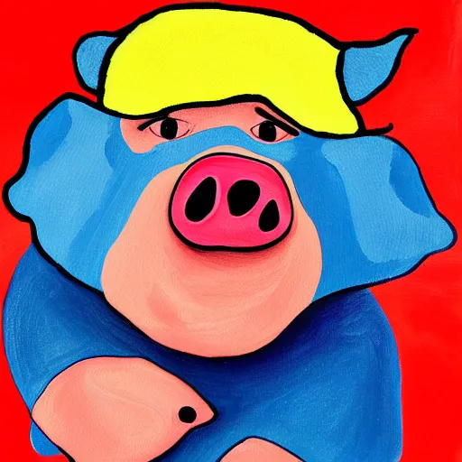 Image similar to donald trump as a pig, painting