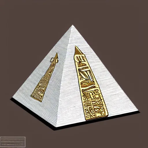 Image similar to Ancient Egypt as it originally looked, white pyramid with gold top, neo-traditional