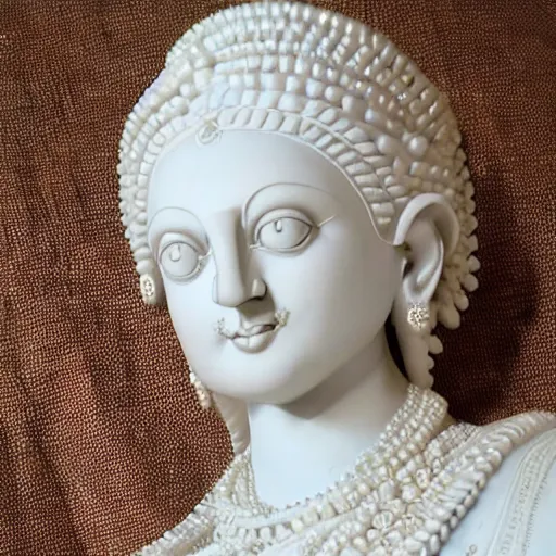 Prompt: sculpture of an indian woman, white, intricate, elegant, highly detailed, sculpture art by michelangelo