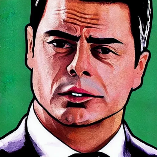 Image similar to Peña Nieto in the style of GTA cover art