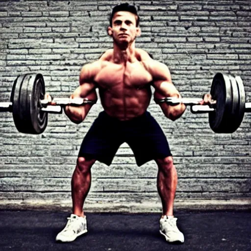 Prompt: a man lifting weights, sport, epic, motivational, realistic