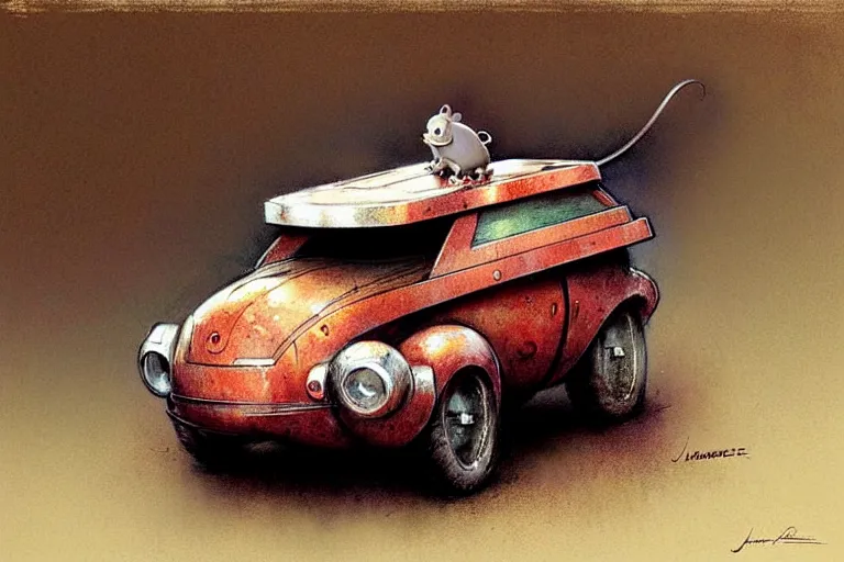 Image similar to adventurer ( ( ( ( ( 1 9 5 0 s retro future robot mouse amphibious vehical home. muted colors. ) ) ) ) ) by jean baptiste monge!!!!!!!!!!!!!!!!!!!!!!!!! chrome red