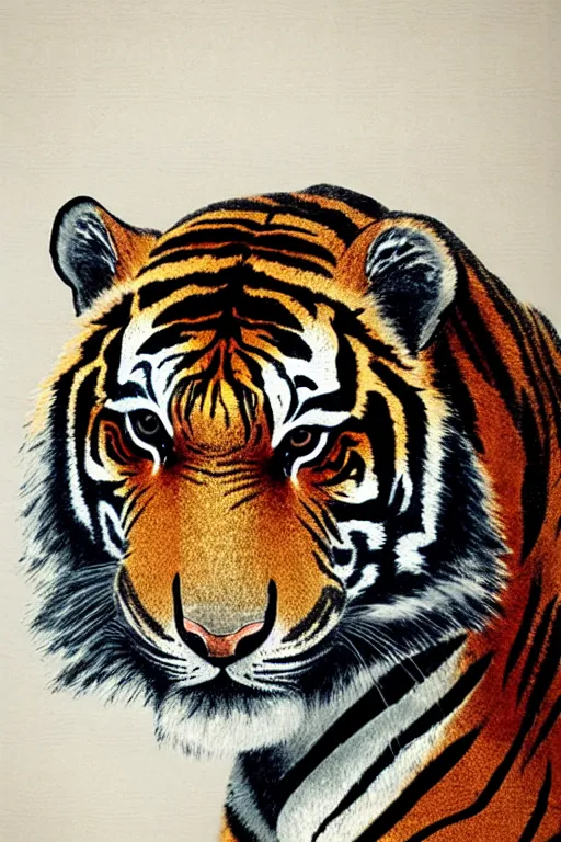 Image similar to a beautiful woodcut print of a indonesien tiger, 8 k, frostbite 3 engine, cryengine, dof, trending on artstation, digital art, crepuscular ray, art by roy l davies and tugboat printshop